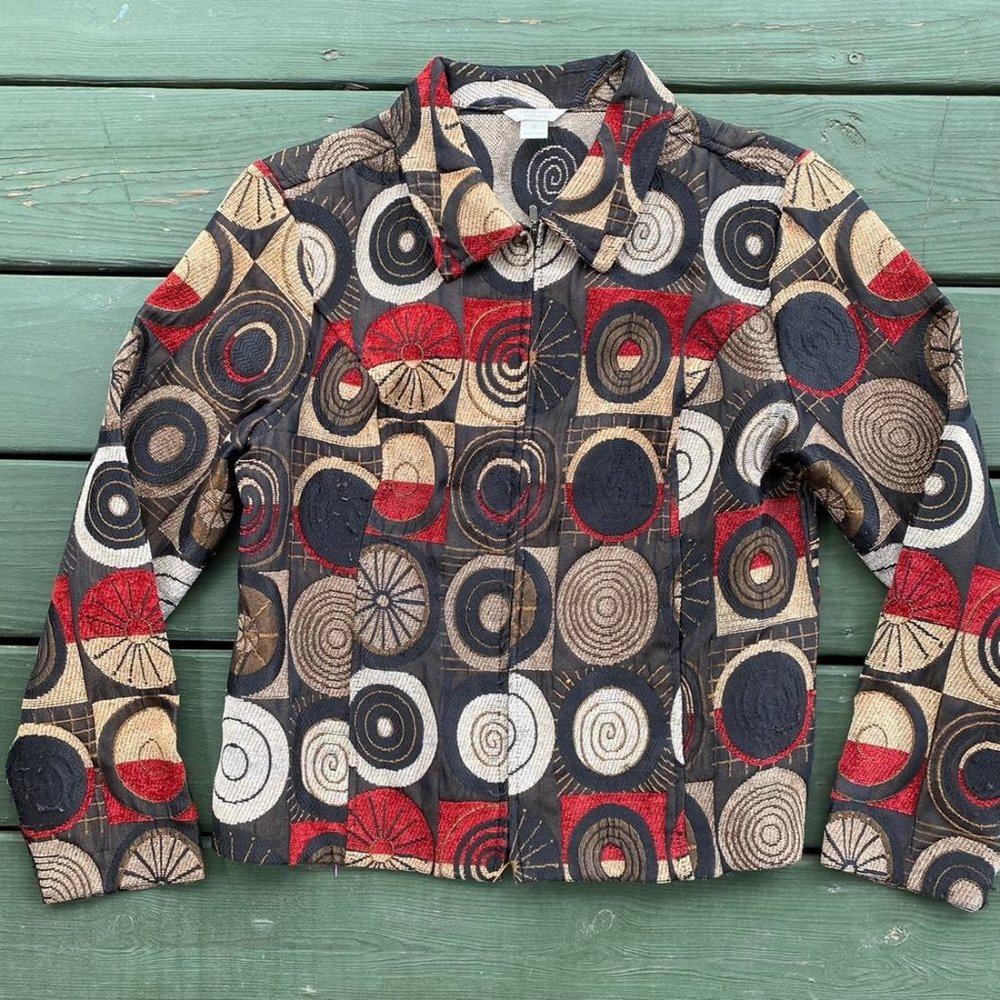 Vintage Geometric Casual Jacket Size Medium